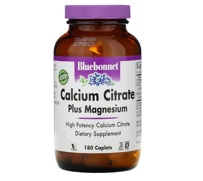 Bluebonnet Nutrition, цитрат кальция с магнием, 180 капсул
