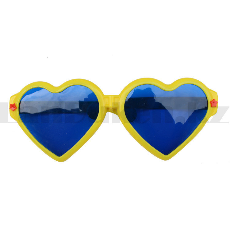 Огромные карнавальные очки "Сердечки" (с желтой оправой) - фото 5 - id-p97022336