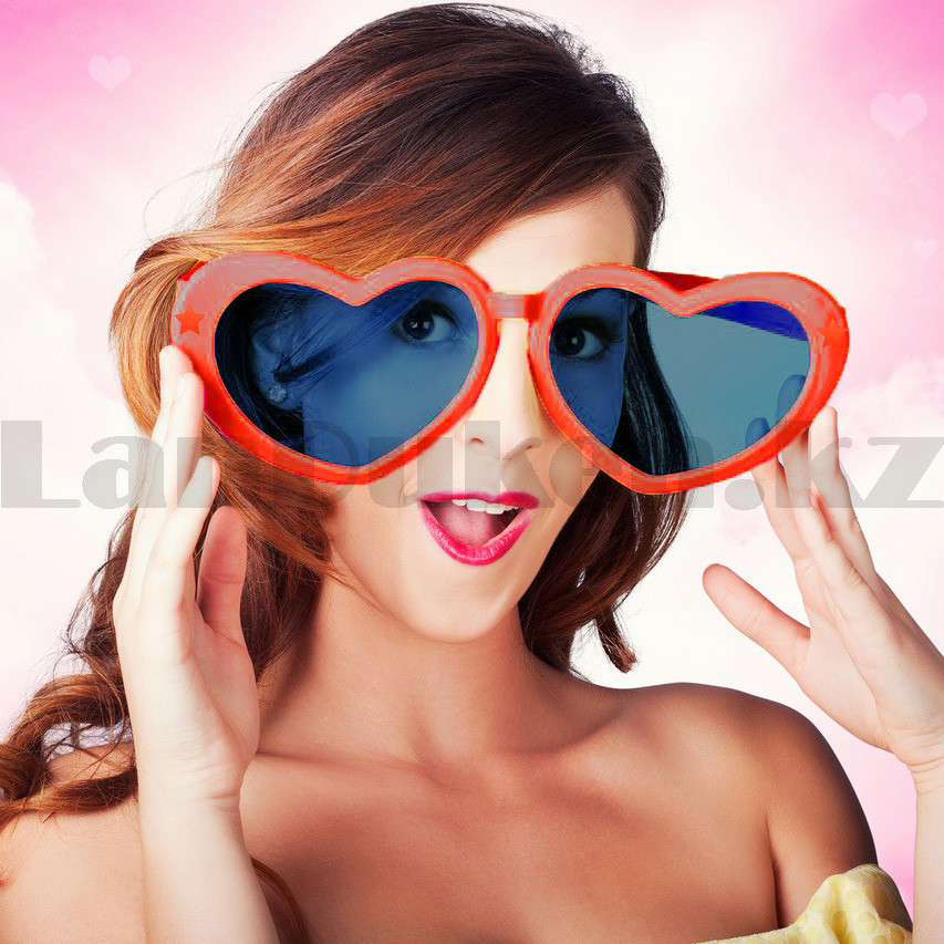 Огромные карнавальные очки "Сердечки" (с красной оправой) - фото 1 - id-p37015996