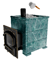 Премиальная банная печь "Сибирь-25" (дверка 545х545) в облицовке "Оптима" змеевик