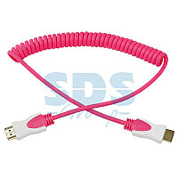 Шнур HDMI - HDMI 1.4, 2м, Gold, витой, розовый REXANT