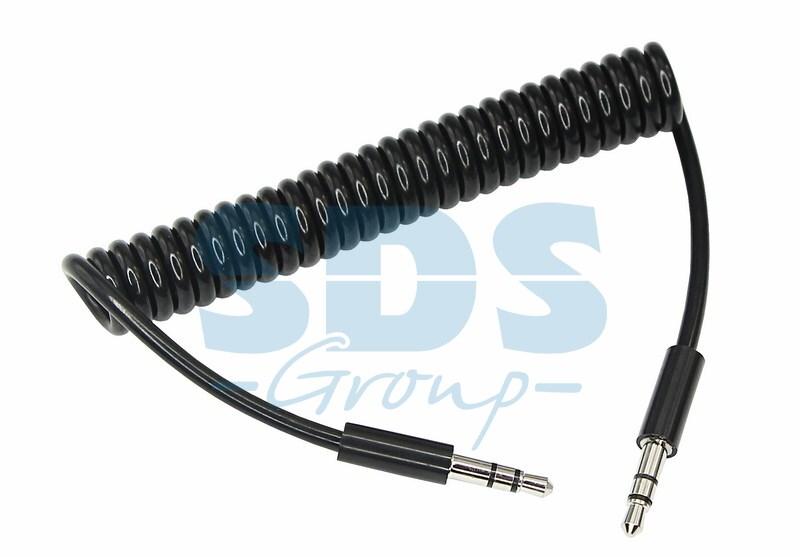 Аудиокабель AUX 3.5 мм шнур спираль 1 м черный - фото 1 - id-p97030419