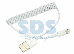 USB-Lightning кабель для iPhone/PVC/spiral/white/1m/REXANT