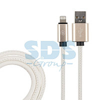 USB-Lightning кабель для iPhone/leather/white/1m/REXANT