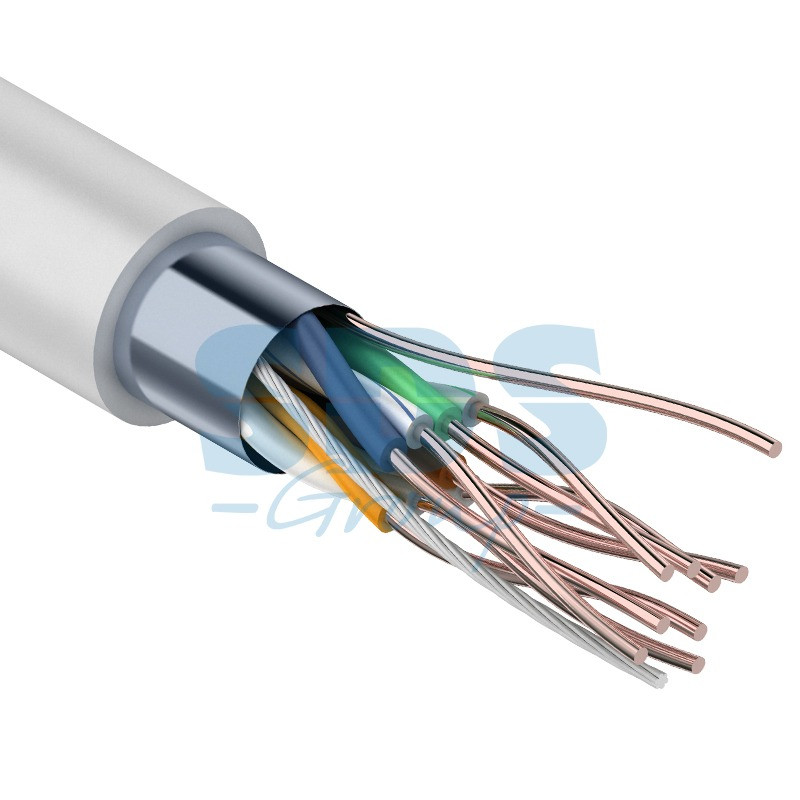 Кабель витая пара омедненный, F/UTP, CAT 5e, PVC, 4PR, 24AWG, INDOOR, SOLID, серый, 50м, PROconnect - фото 1 - id-p97026737