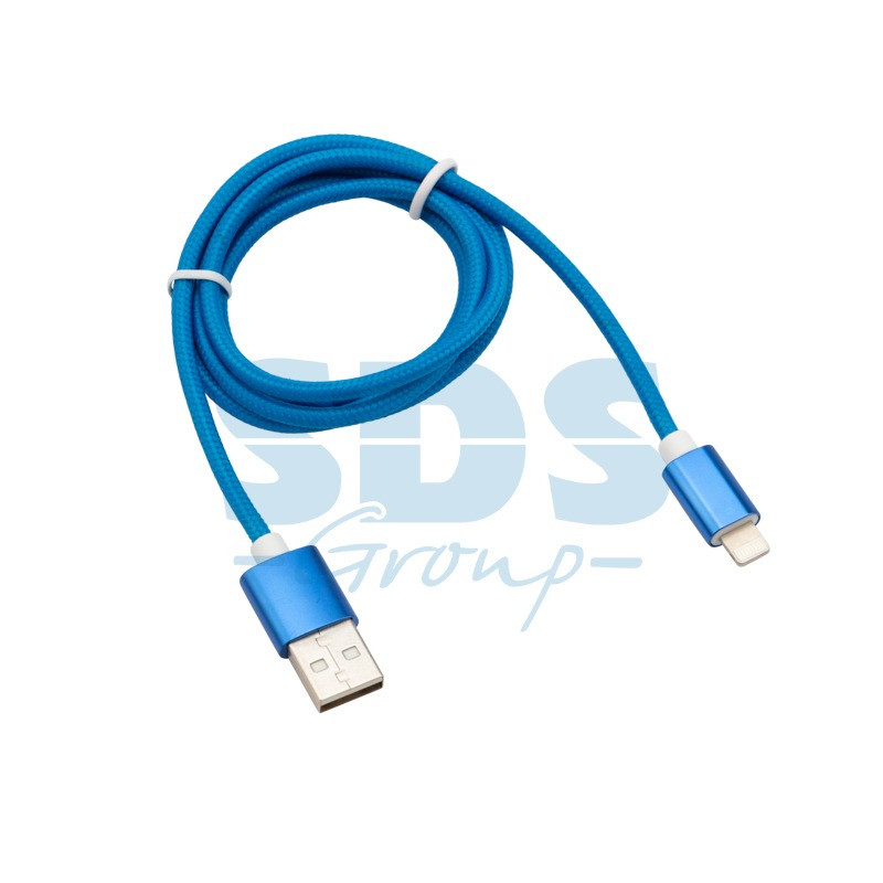 Кабель REXANT USB-Lightning 1 м, синяя нейлоновая оплетка - фото 1 - id-p97024050