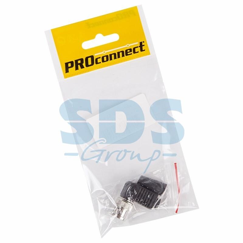 Разъем высокочастотный на кабель, штекер BNC под винт с колпачком, угловой, (1шт.) (пакет) PROconnect - фото 1 - id-p97029098