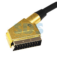 Шнур SCART - SCART (21 Pin), длина 3 метра (GOLD-металл GOLD) REXANT