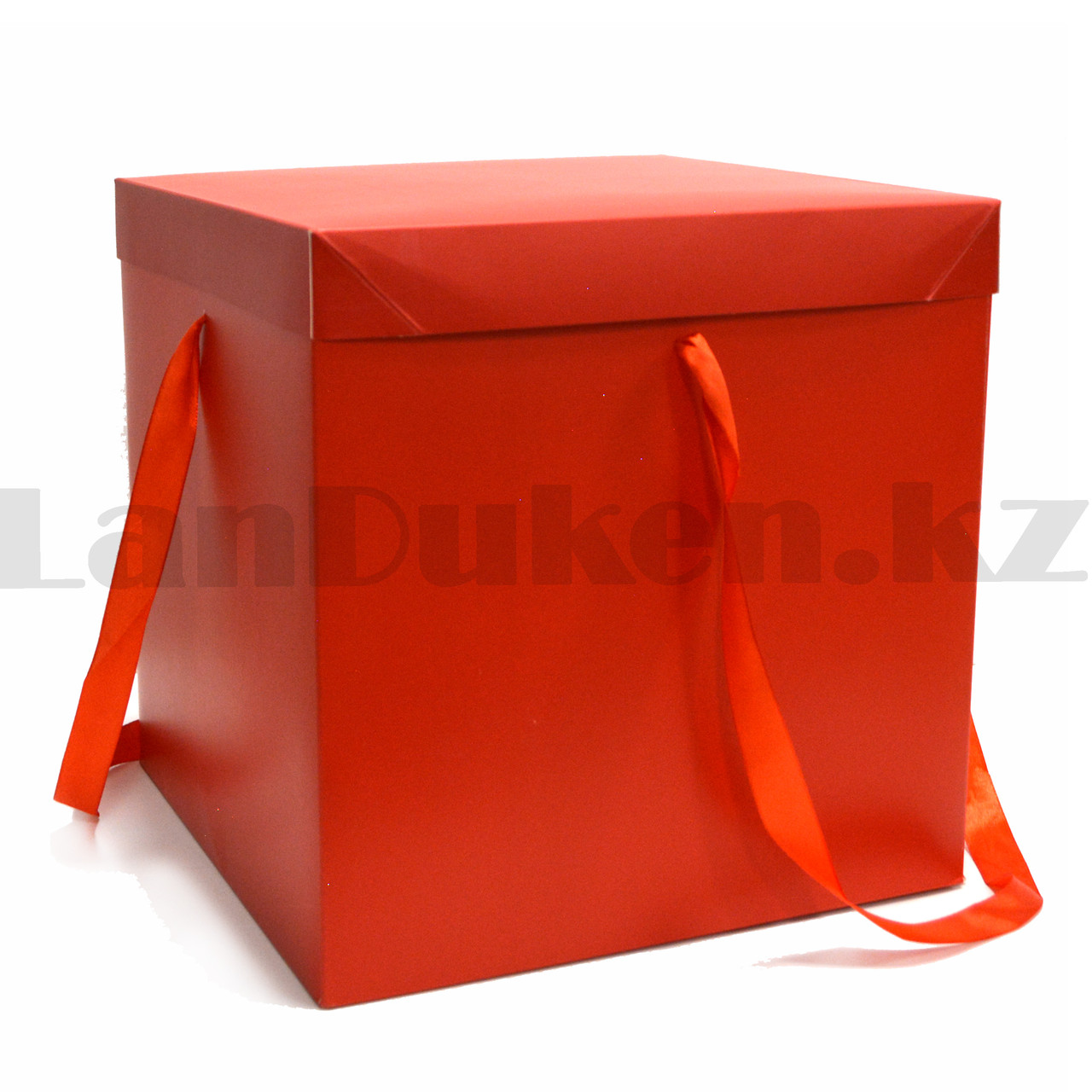Подарочная коробка L (28x28х28) квадратная со съемной крышкой с лентами красная - фото 2 - id-p97053196