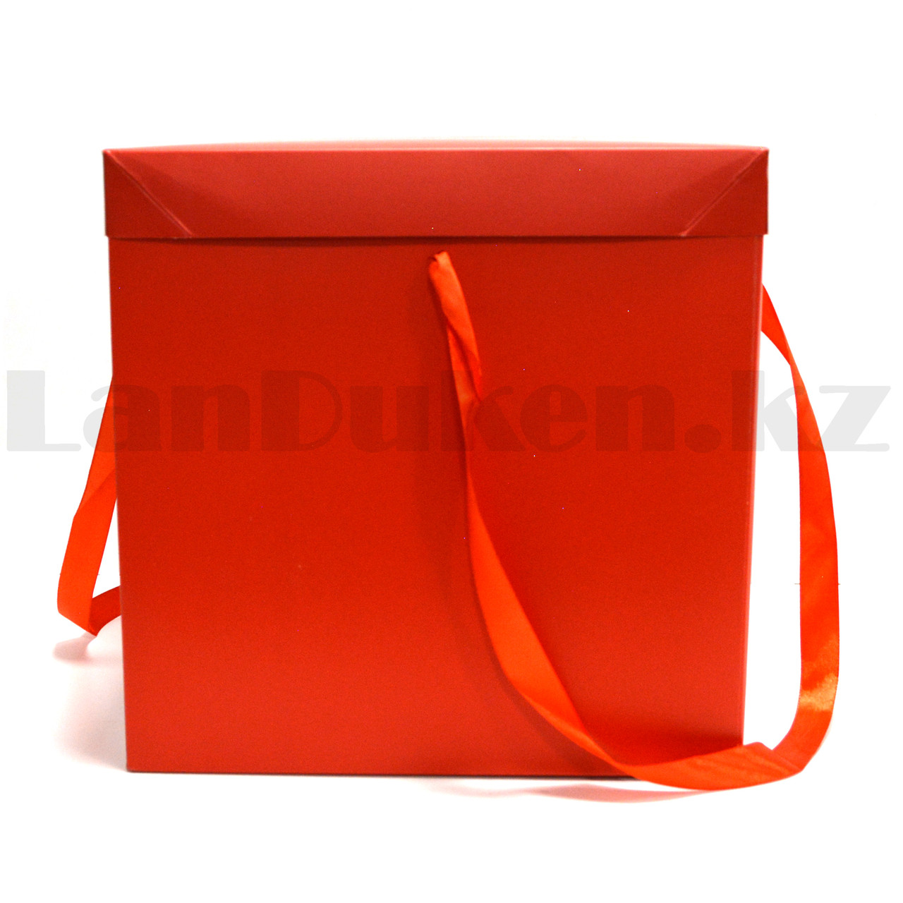 Подарочная коробка L (28x28х28) квадратная со съемной крышкой с лентами красная - фото 4 - id-p97053196