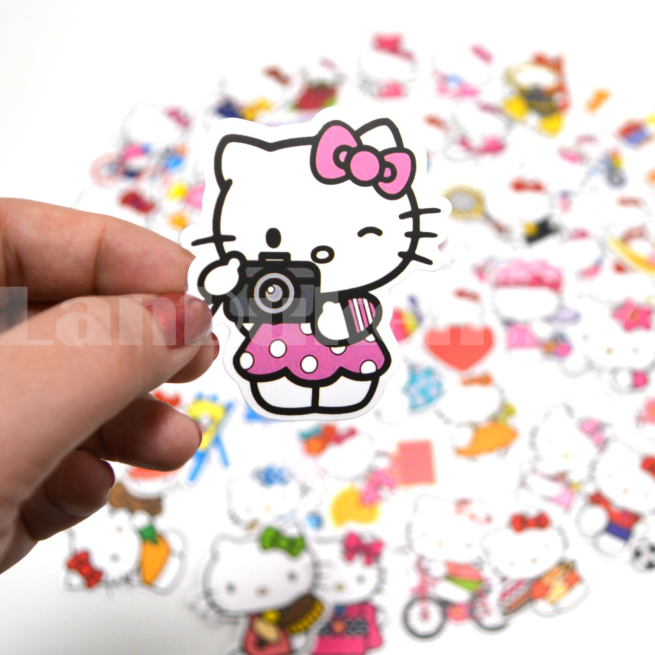 Декоративные наклейки виниловые водостойкие 50 шт Hello Kitty Хелоу Китти - фото 3 - id-p97053426