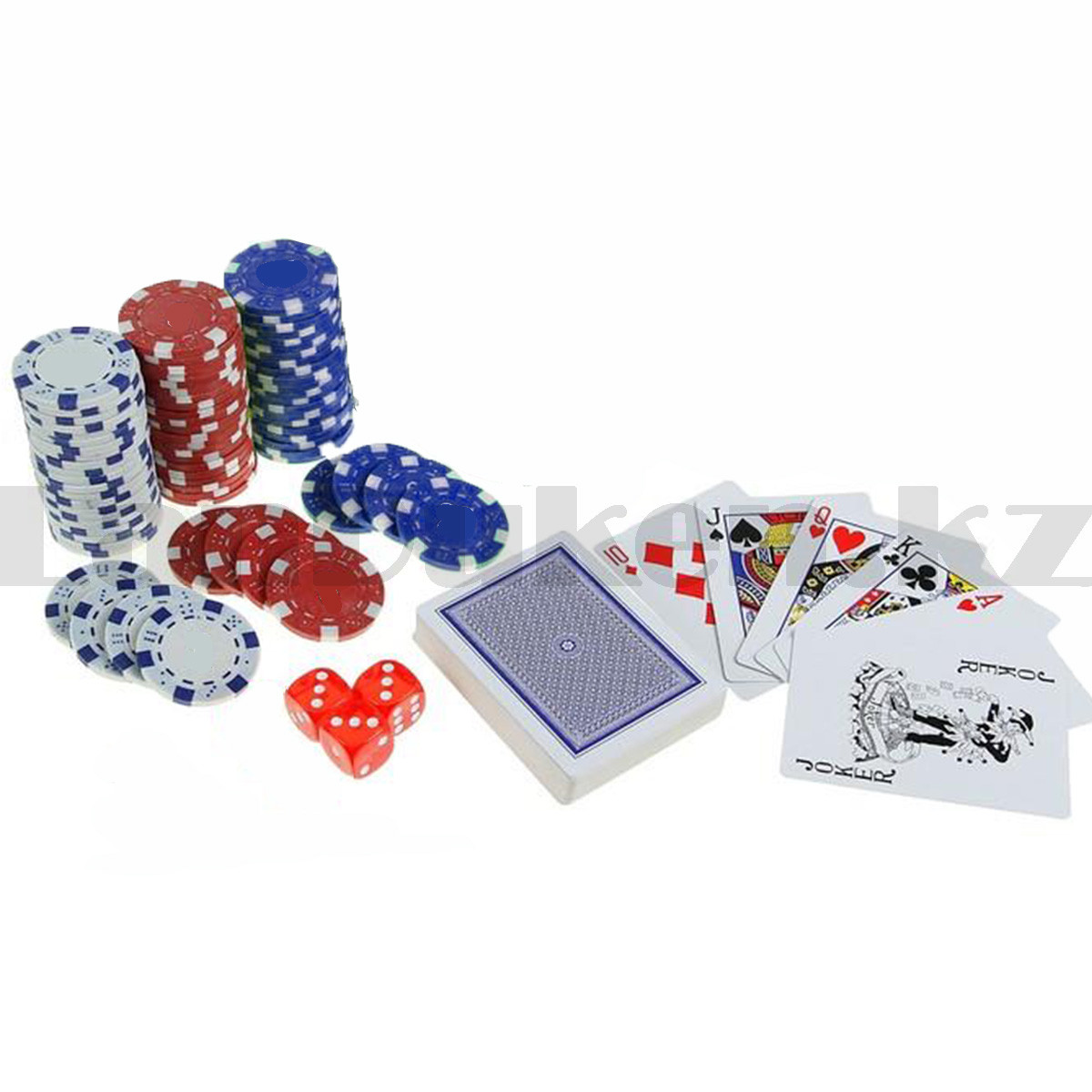 Покерные фишки без номинала 150 шт, карты 1 колода, кубики 3 штуки - фото 4 - id-p97053981
