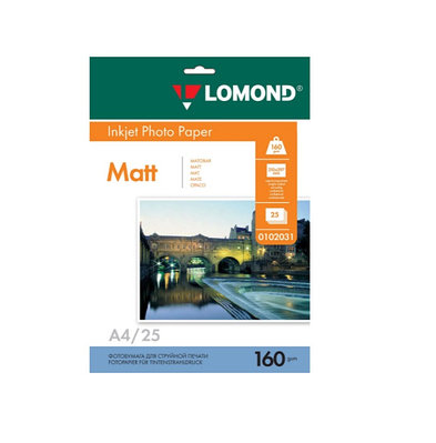 Бумага Lomond A4, 160 г/м2, 25 листов, матовая, односторонняя