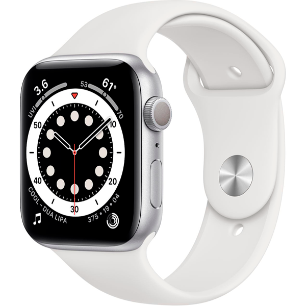 Смарт-часы Apple Watch Series 6 44mm Aluminium Case Silver with Sport Band White