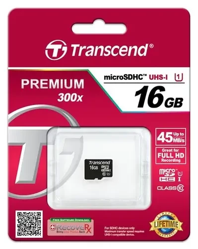 Карта памяти Transcend microSDHC 16 ГБ TS16GUSDCU1