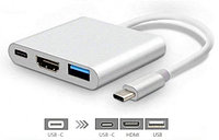 Переходник USB 3.1 Type-C to HDMI (f) + USB 3.0 + USB-C port , silver