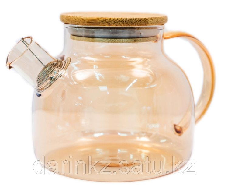 Чайник заварочный стеклянный золотистый 1L огнеупорный - фото 1 - id-p97075719