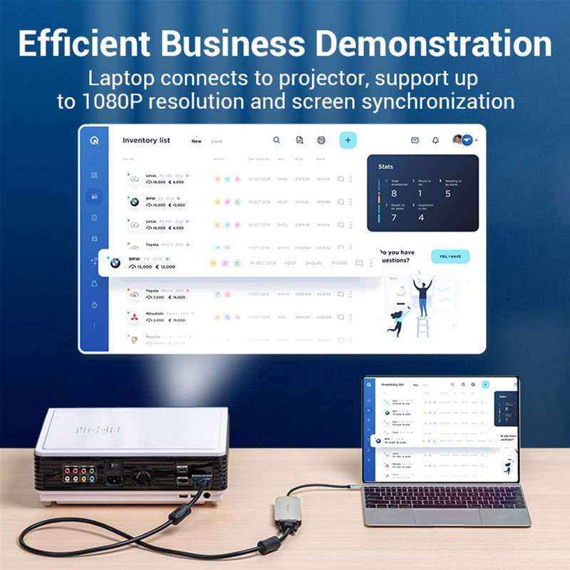 Мультифункциональный хаб / конвертер Type C (HDMI/VGA/USB 3.0x3/PD), Vention TOIHB - фото 5 - id-p97077344