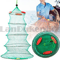 Садок рыболовный круглый с поплавками синтетические нити каркас из 5 колец складной диаметр 46 см