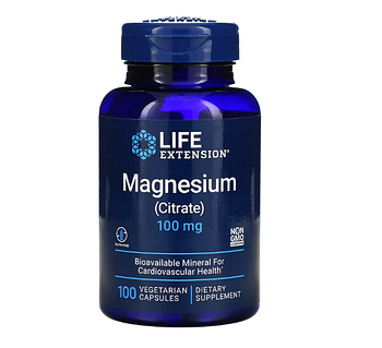Life Extension, магний (цитрат), 100 мг, 100 вегетарианских капсул