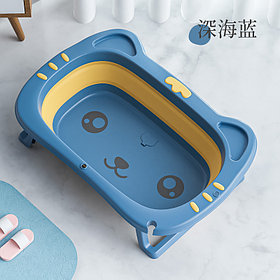 Детская ванночка складная Котик 79см синий с матрасиком