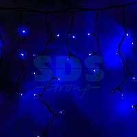 Гирлянда Айсикл (бахрома) светодиодный, 4,0 х 0,6 м, черный провод "КАУЧУК", 230 В, диоды синие, 128 LED