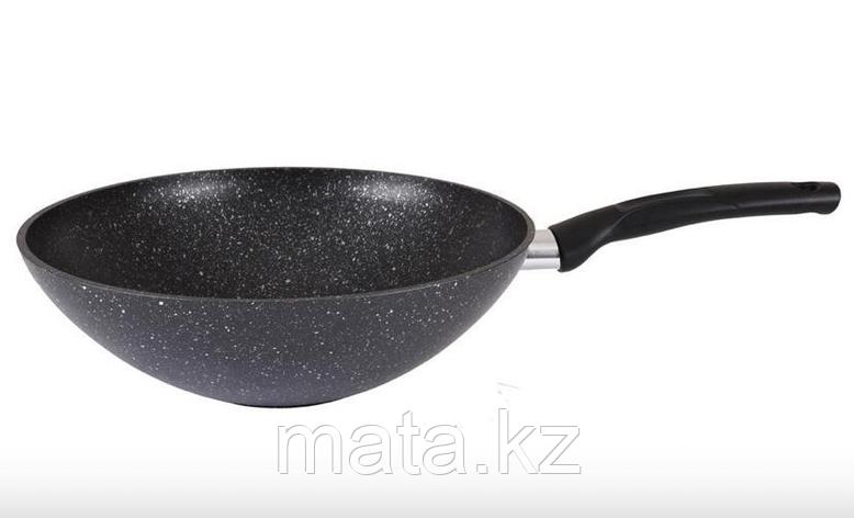 Сковорода wok (классическая) 300/100мм с ручкой, АП (темный мрамор), фото 2