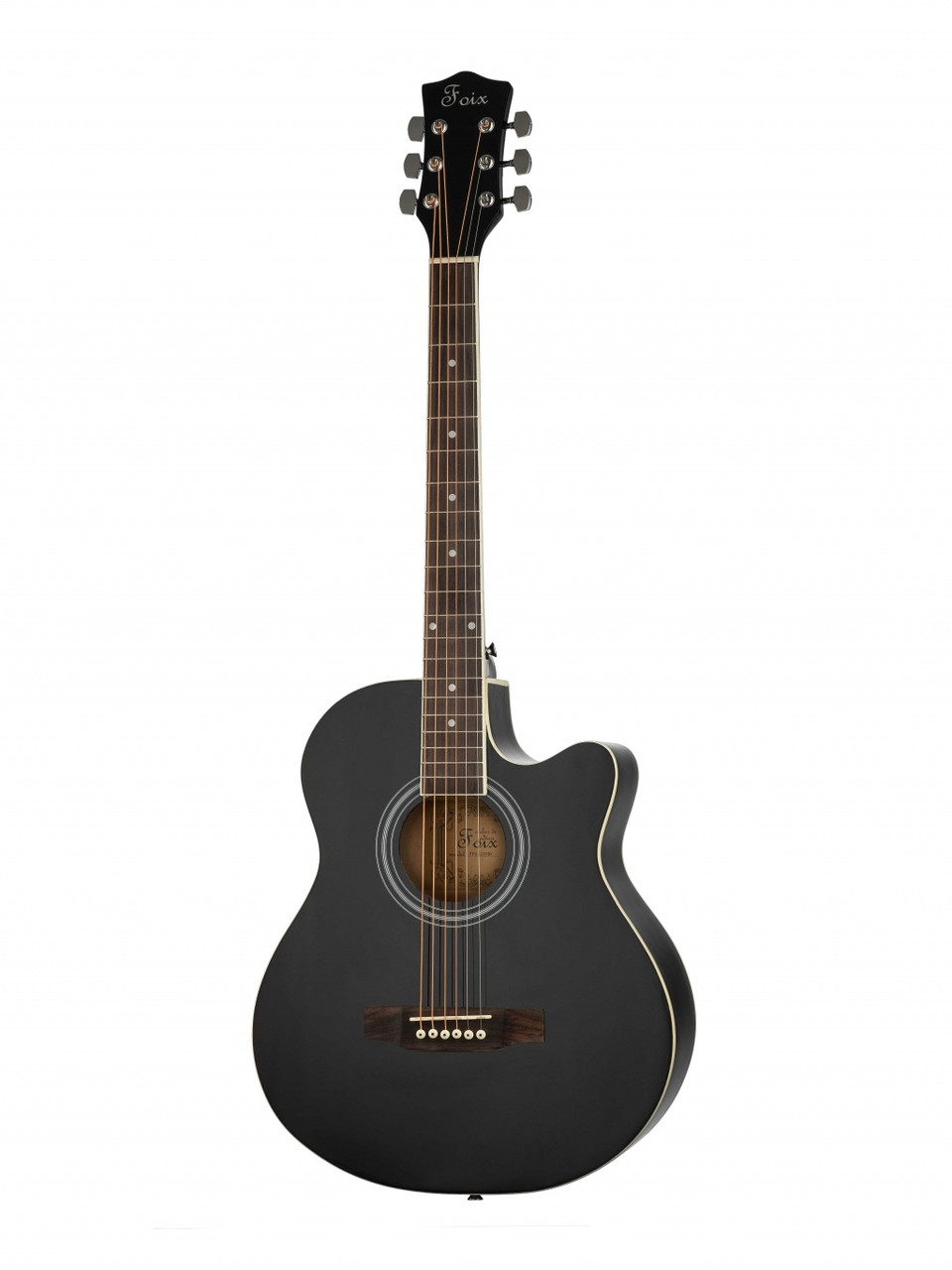 Акустическая гитара, черная, с вырезом, глянцевая Foix FFG-1039BK