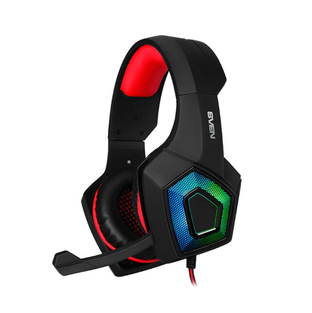 SVEN AP-U880MV Игровые стереонаушники с микрофоном черный-красный, фото 1
