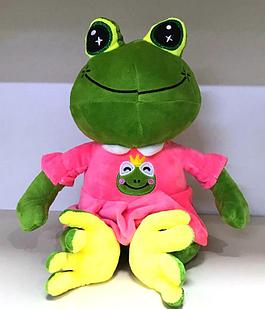 Игрушка мягкая Лягушка девочка в розовом платье 35 см