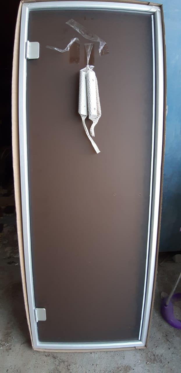 Дверь 8x20 матовая для турецкой бани (Короб: Алюминий, Размер: 79x199 см, Cтекло - матовое, C порогом) Россия - фото 3 - id-p97121507