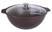 Казан для плова 4,5 л Kukmara Мраморная кмк47а, стеклянная крышка