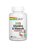 SOLARAY Витамины и минералы для детей, с натур. вкусом ягод черемухи, 120 жев. таб.
