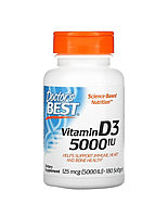 Doctor's Best витамин D3, 125 мкг (5 000 МЕ), 180 капсул