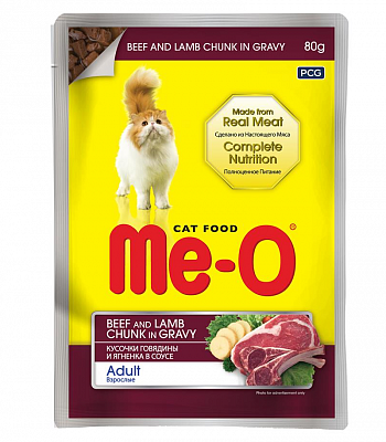 Кошачий корм Ме-О Говядина и ягненок в соусе, пауч - фото 1 - id-p97128282