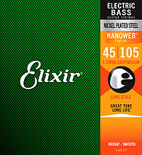 Струны для бас-гитары Elixir 45-105 Nanoweb 14077
