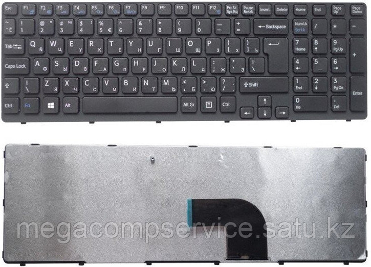 Клавиатура для ноутбука Sony SVE15, RU, рамка, черная
