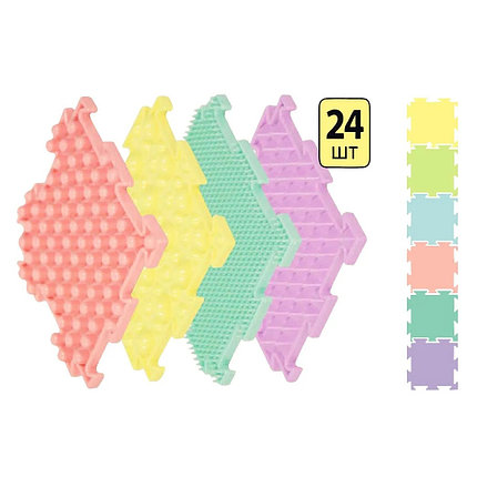 Модульные коврики ОРТОДОН, набор «Мини», пастельные цвета (24 мини-пазла), фото 2