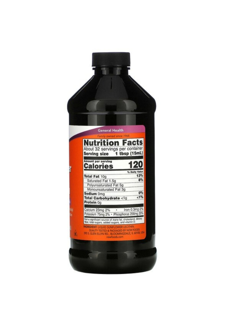 Now foods жидкий лецитин из подсолнечника, 473 мл (16 жидк. унций - фото 2 - id-p97198698
