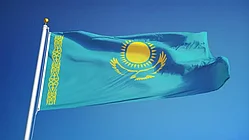 Флаг Республики Казахстан, размер 1,5*3 м, политекс, шелкография