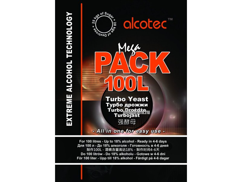 Спиртовые дрожжи Alcotec "MegaPack 100L", 360 г