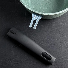 Кастрюля 1,5л с антипригарным покрытием (фисташковый мрамор) со съемной ручкой, со стеклянной крышкой кмф17а, фото 3