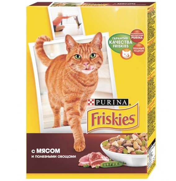 Сухой корм для кошек Friskies для взрослых кошек с мясом и полезными овощами 400 г