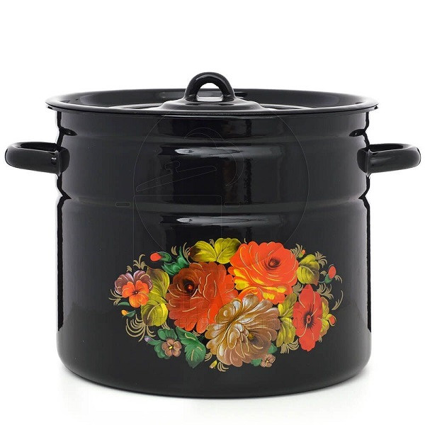 Кастрюля эмалированная 9 л Жостово 1с200с черный, фото 1