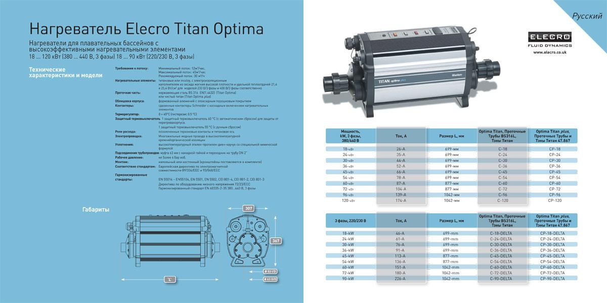 Электронагреватель титановый Elecro Titan Optima C-24 для бассейна (24 кВт, трёхфазный) - фото 10 - id-p97217468