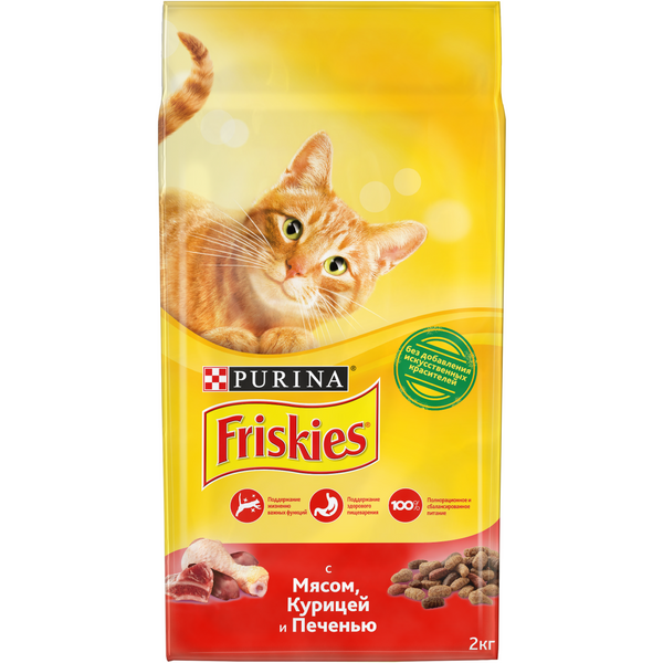 Сухой корм для кошек Friskies с мясом курицы и печенью, 2 КГ