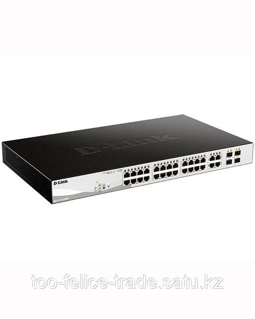 D-Link DGS-1210-28MP/F2A WebSmart  комм-ор  24 порта 10/100/1000 с PoE + 4 портами 1000Base-X SFP