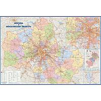 Настенная карта Москва и Московская область админ.1:170тыс.,2,33х1,58м.
