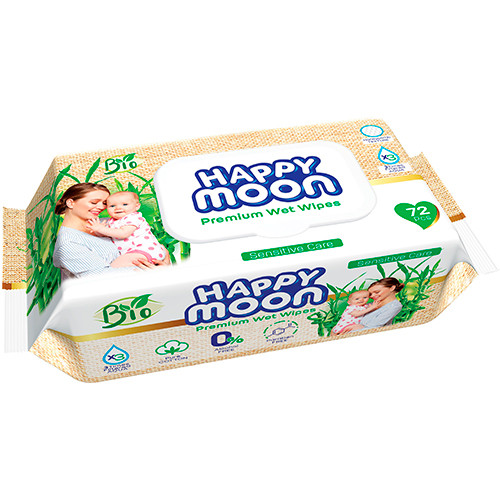 Влажные салфетки Happy Moon Premium Wet Wipes 72 шт