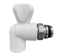 Клапан радиатора угловой (шаровый) ППР белый 20x1/2" ROYAL - фото 1 - id-p95444127